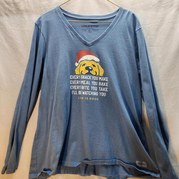 Life is Good Golden Retriever‎ Christmas Novelty Crusher Long Sleeve T-Shirt XL - Picture 1 of 7